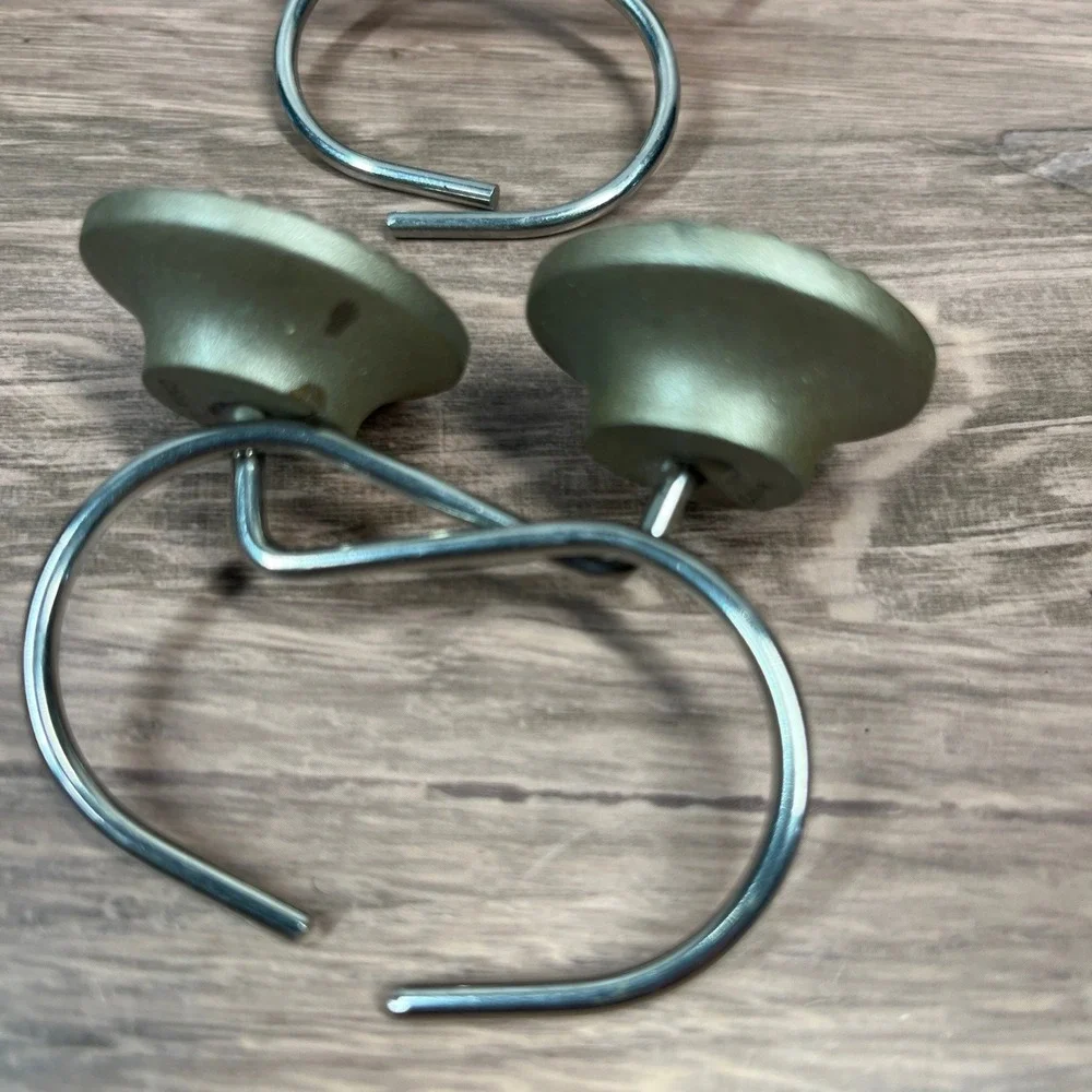Shower Curtain Hooks Set of 10 Bronze Beaded Medallion Double Glide